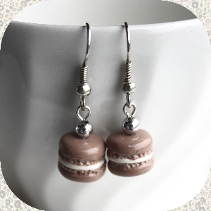 Boucles d'oreilles Macarons au café
