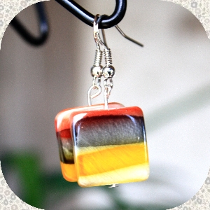 Boucles d'oreilles Perles carrées